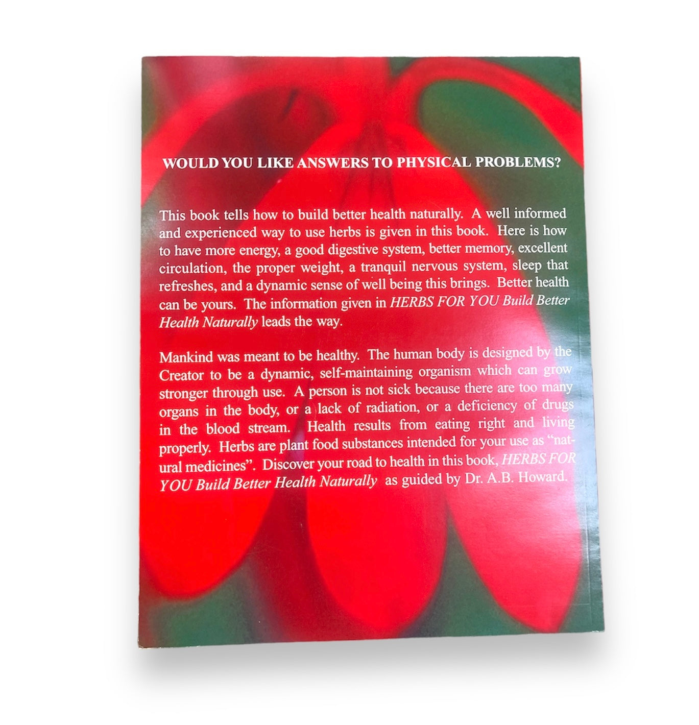 HERBS FOR YOU BY: DR. A.B Howard herbalist book